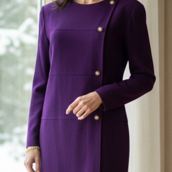 Evan Picone Long Sleeves Purple Shift Dress, 8 NWT ✔️ - Picture 7 of 10